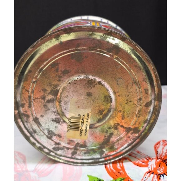 Vintage Tin Container with Fruit and Vegetable Stained Glass Pattern Fall Decor - Picture 6 of 11